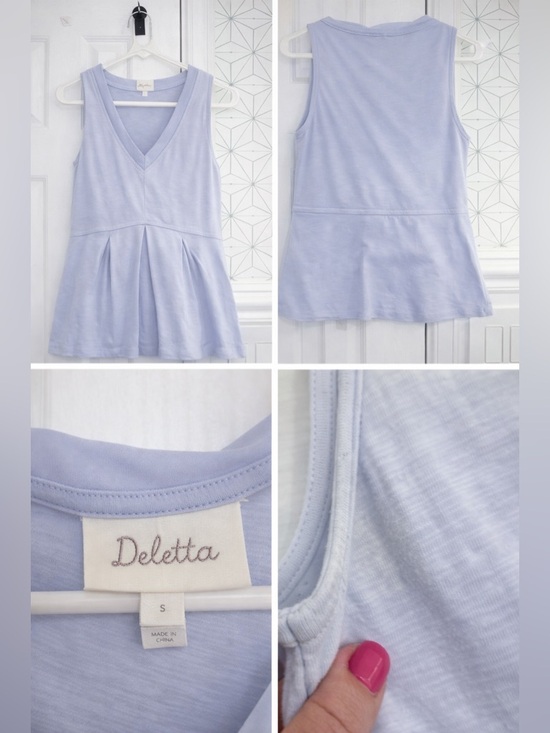 Deletta Tops - Deletta Anthropologie Lavender Peplum Tank Top Size S Flowy V-Neck